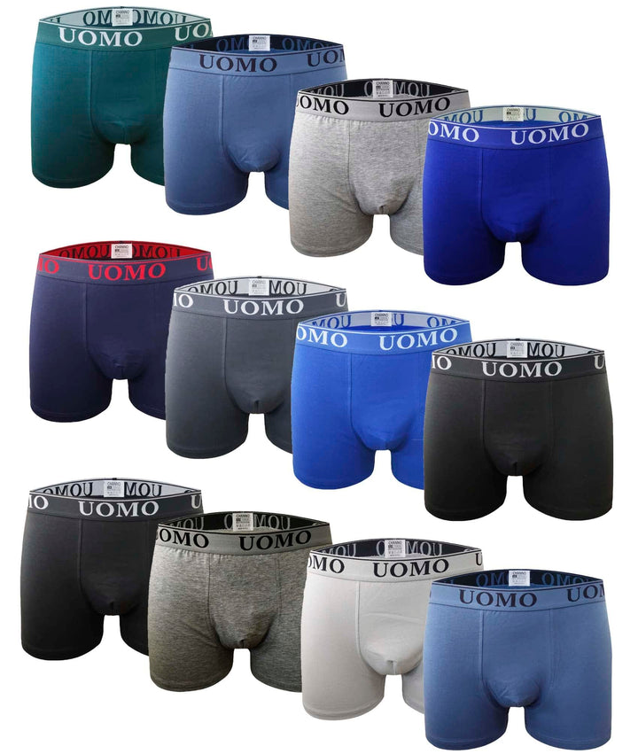 Channo Boxershorts aus Baumwolle, klassisch, einfarbig, bequem, weich XL Mehrfarbig, Packung 12, XL