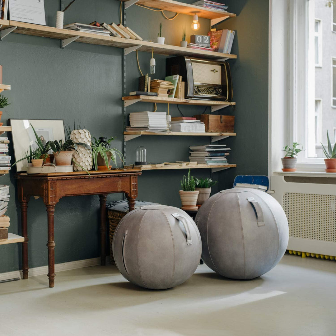 VLUV VEEL Sitzball, ergonomisches Sitzmöbel für Büro und Zuhause, Farbe: Schlamm (Mittelgrau antik),