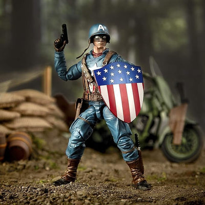 Hasbro Marvel Legends Series E4704CB0 Captain America mit Fahrzeug und Zubehör, Mehrfarbig