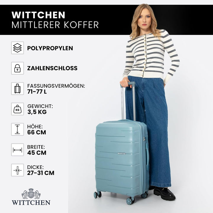 WITTCHEN ARCO Line | Mittelgrosser Koffer Reisetasche | Leichtes Gepäck Polypropylen TSA-Schloss Tel