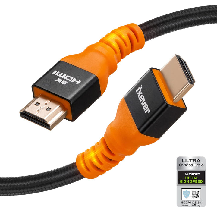 IXEVER 8K HDMI 2.1 Kabel, 5 m, Ultra HD 48 Gbit/s High Speed eARC RTX 3090 HDR10 4:4 HDCP 2.2 & 2.3