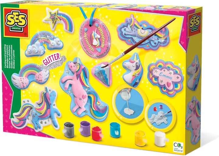 SES Creative Gips & Malset - Glitzerschmetterlinge + Einhörner Set Glitzerschmetterlinge und Einhörn