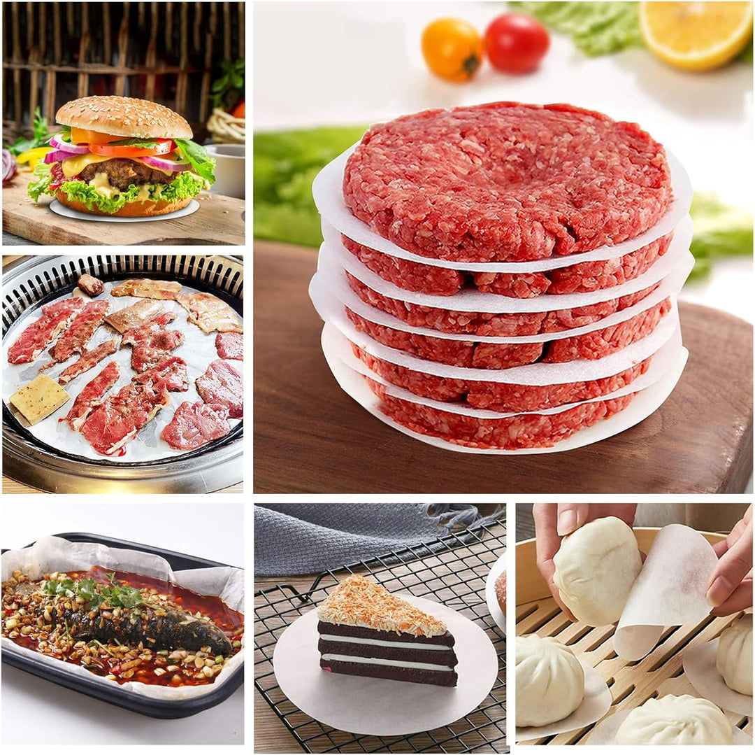 CYEER 2000 Stück Burger Papier 13cm – Rundes Trennpapier für Burgerpresse & Patties – Antihaft Hambu