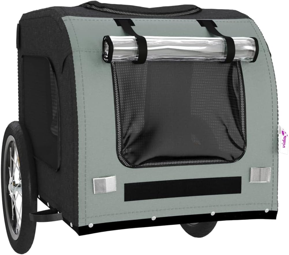 SKM Fahrradanhänger Hunde Schwarz und Grau Oxford-Gewebe und Eisen, Weight: 8.15 kg, 93832 Schwarz u