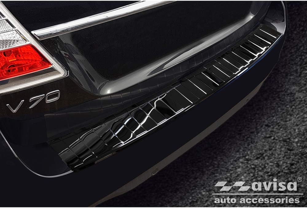 Avisa Spiegelschwarz Edelstahl Heckstossstangenschutz kompatibel mit Volvo V70 Facelift 2013-2016 'R