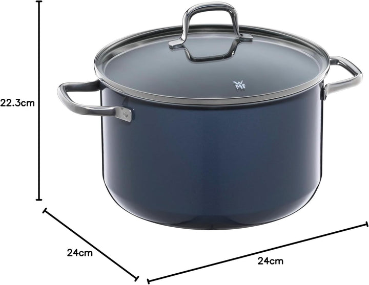 WMF Fusiontec Essential Kochtopf gross, 24 cm, Glasdeckel, Fleischtopf Induktion, 6,4l, High-Tech Ke