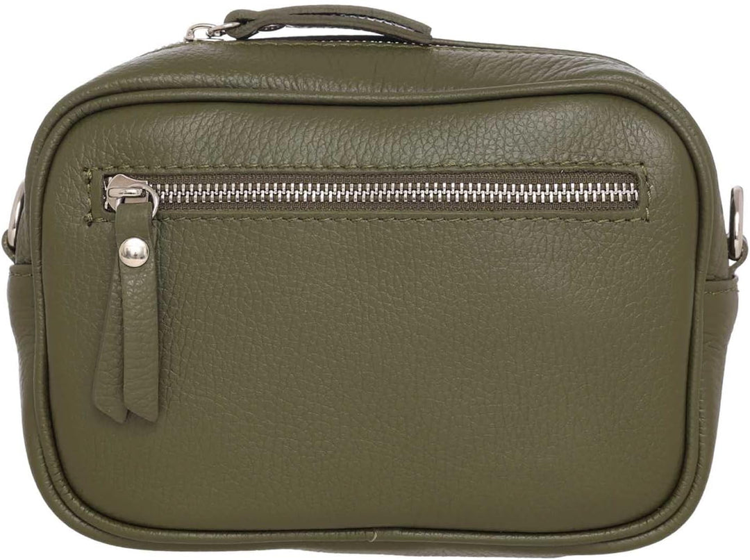 Zwillingsherz Umhängetasche mit Reissverschluss aus 100% Echtleder - Hochwertige Handtasche zum Umhä