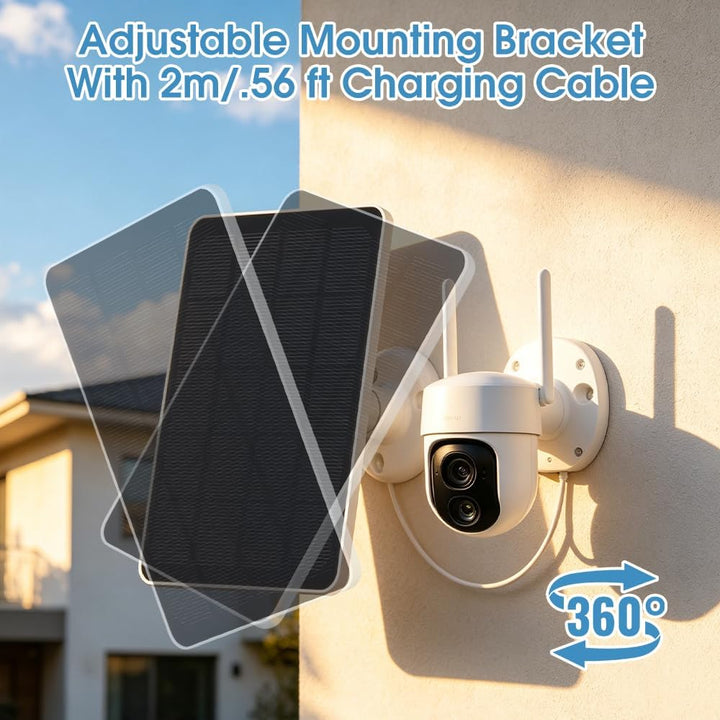 Solarpanel für Eufy Kamera, 3W Solarpanel für Ring Kamera, Solar Ladegerät 6V mit Micro USB &amp; USB-C