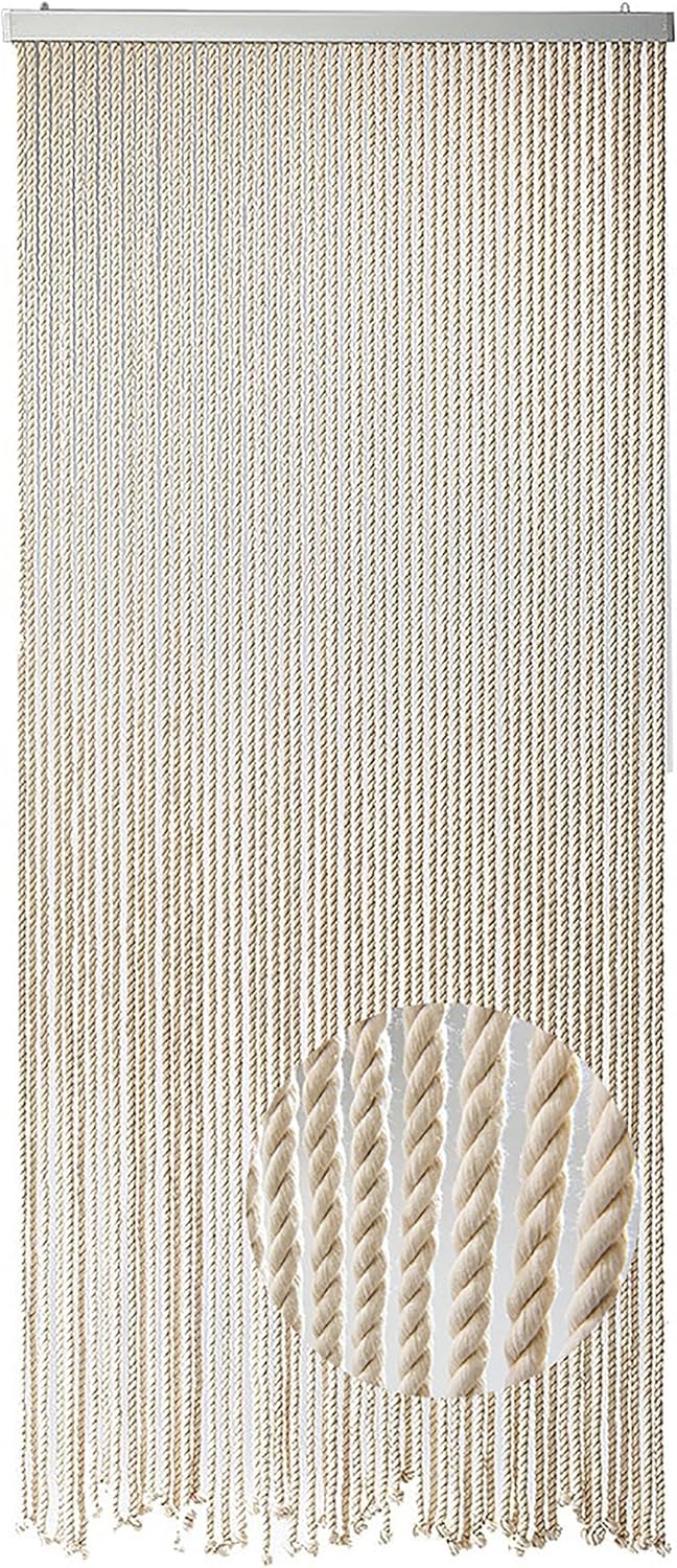 Kobolo Seilvorhang Türvorhang MARITIM 54 Stränge Dekovorhang - 90 x185/195 cm - Beige