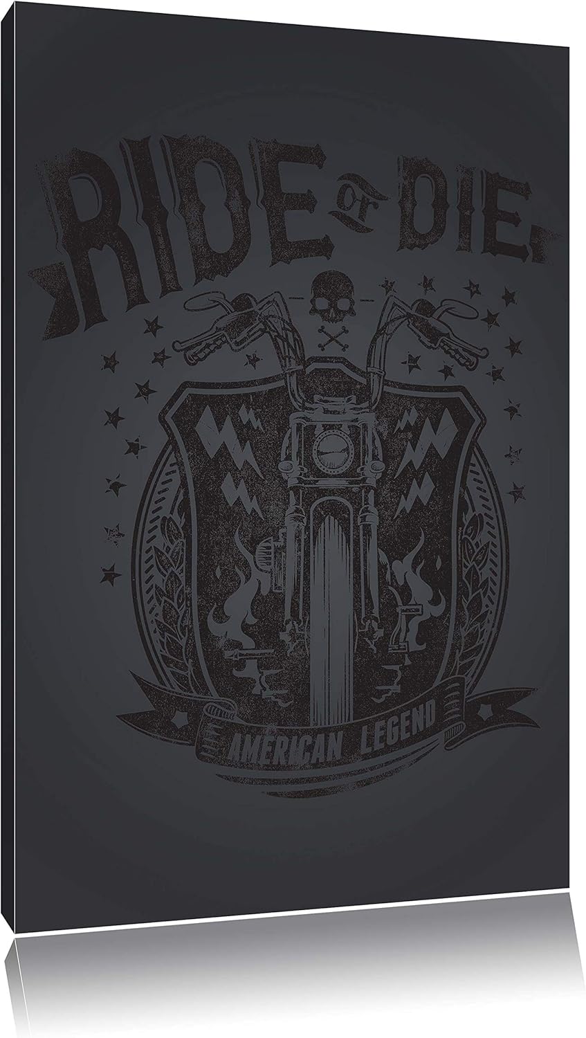 Pixxprint American Legend Black Bild auf Leinwand, XXL riesige Bilder fertig gerahmt mit Keilrahmen,