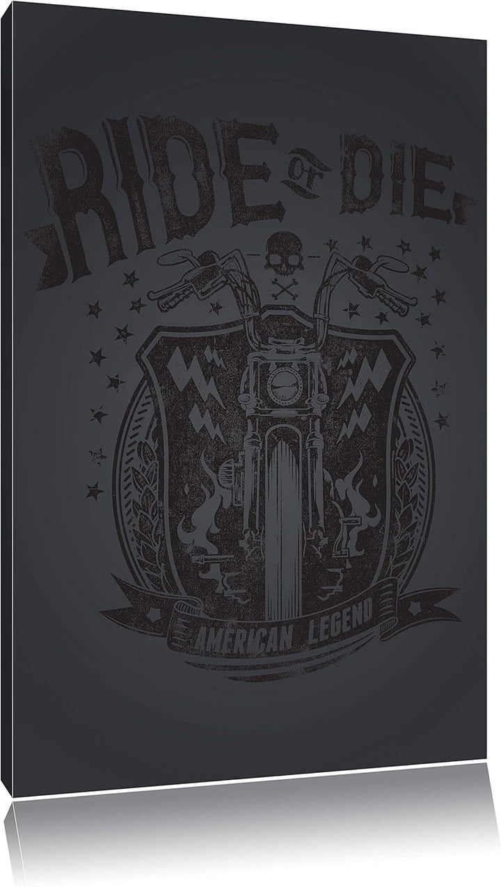 Pixxprint American Legend Black Bild auf Leinwand, XXL riesige Bilder fertig gerahmt mit Keilrahmen,