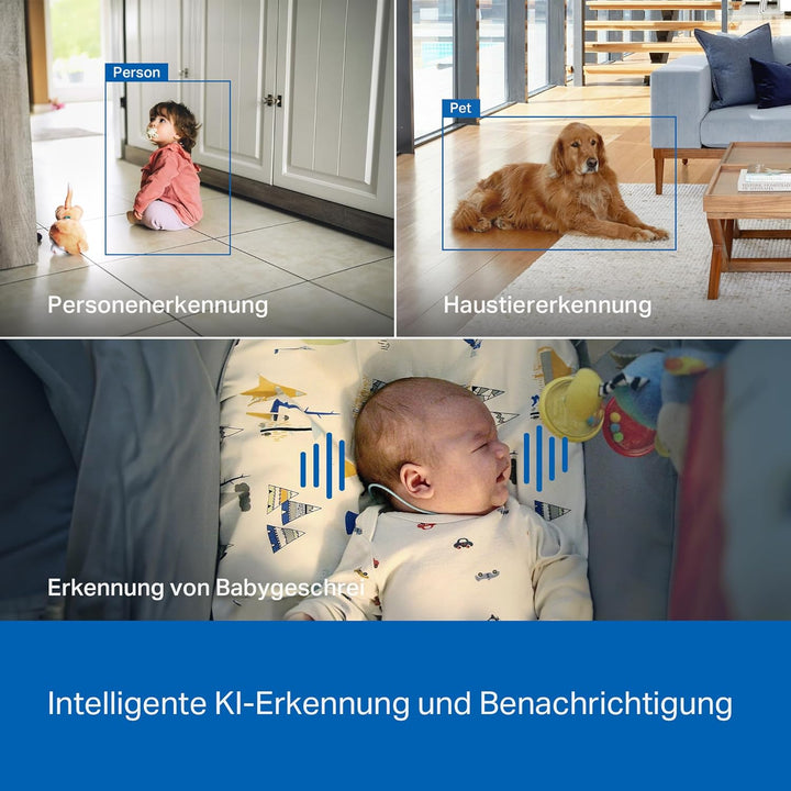 Tapo C260 4K 8MP Überwachungskamera Innen 360°, Lokale KI-Erkennung, Physischer Privatsphärenmodus,