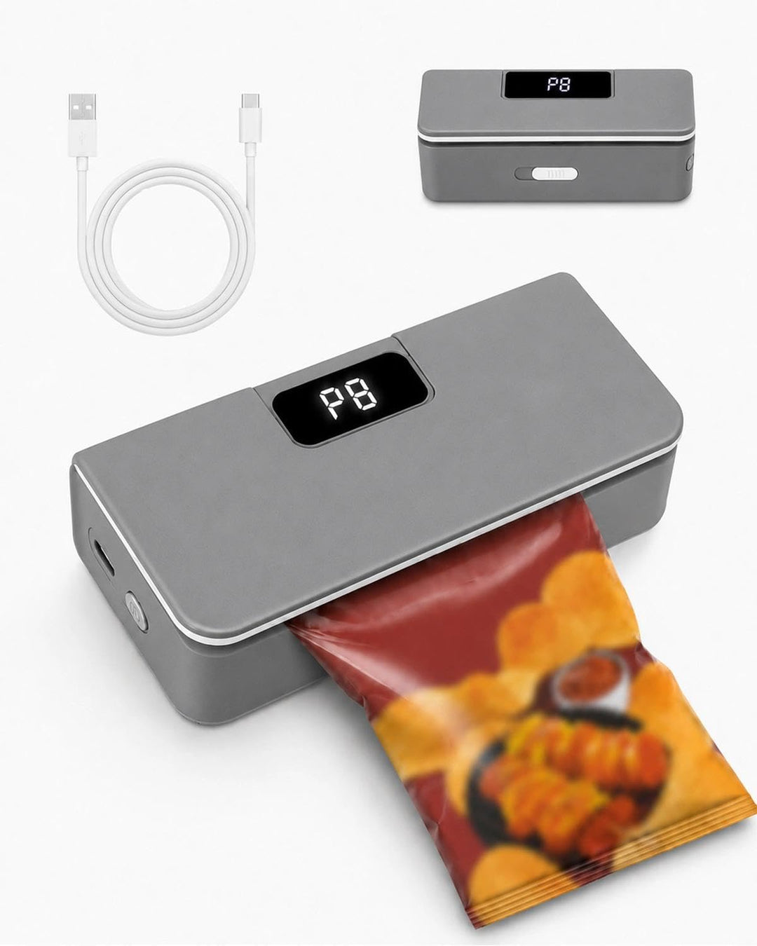 Pro Mini-Folienschweissgerät 8-Stufen,Upgraded Tragbarer Bag Sealer mit LED-Countdown, Integriertem
