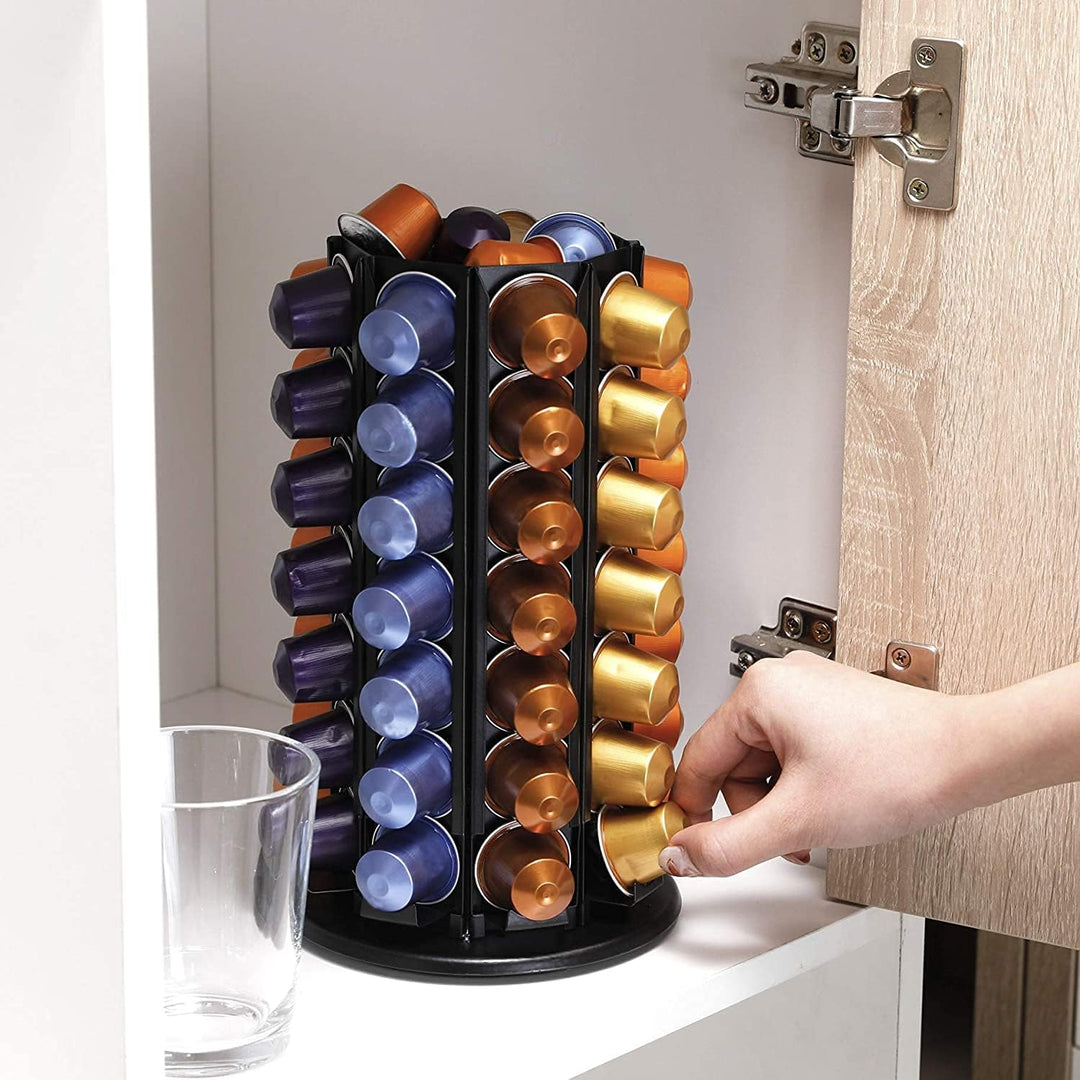 Bagoo Kaffee Kapselhalter für Nespresso 360-Grad-Drehung mit Zentraler Zusätzlicher Pod-Aufbewahrung