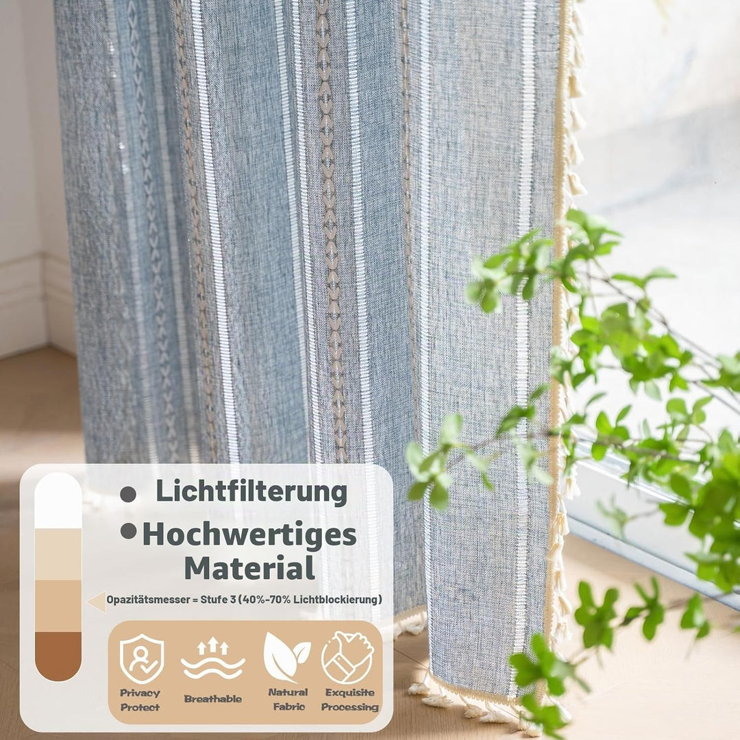 Sutuo Home Boho-Vorhänge für Schlafzimmer, Wohnzimmer, Küche, halbverdunkelnd, französisches Landhau