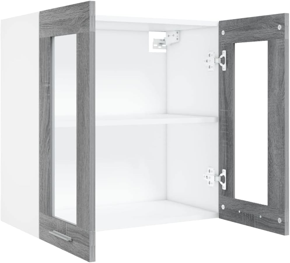 Hängeschrank Glas Grau Sonoma 60x31x60 cm Holz KüChenschrank HäNgeschrank KüChe Vorratsschrank Schra