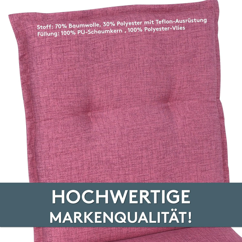 LILENO HOME Gartenstuhl Auflagen als [1er Set - Hochlehner] in Pink - bequeme Liegen als Sitzauflage