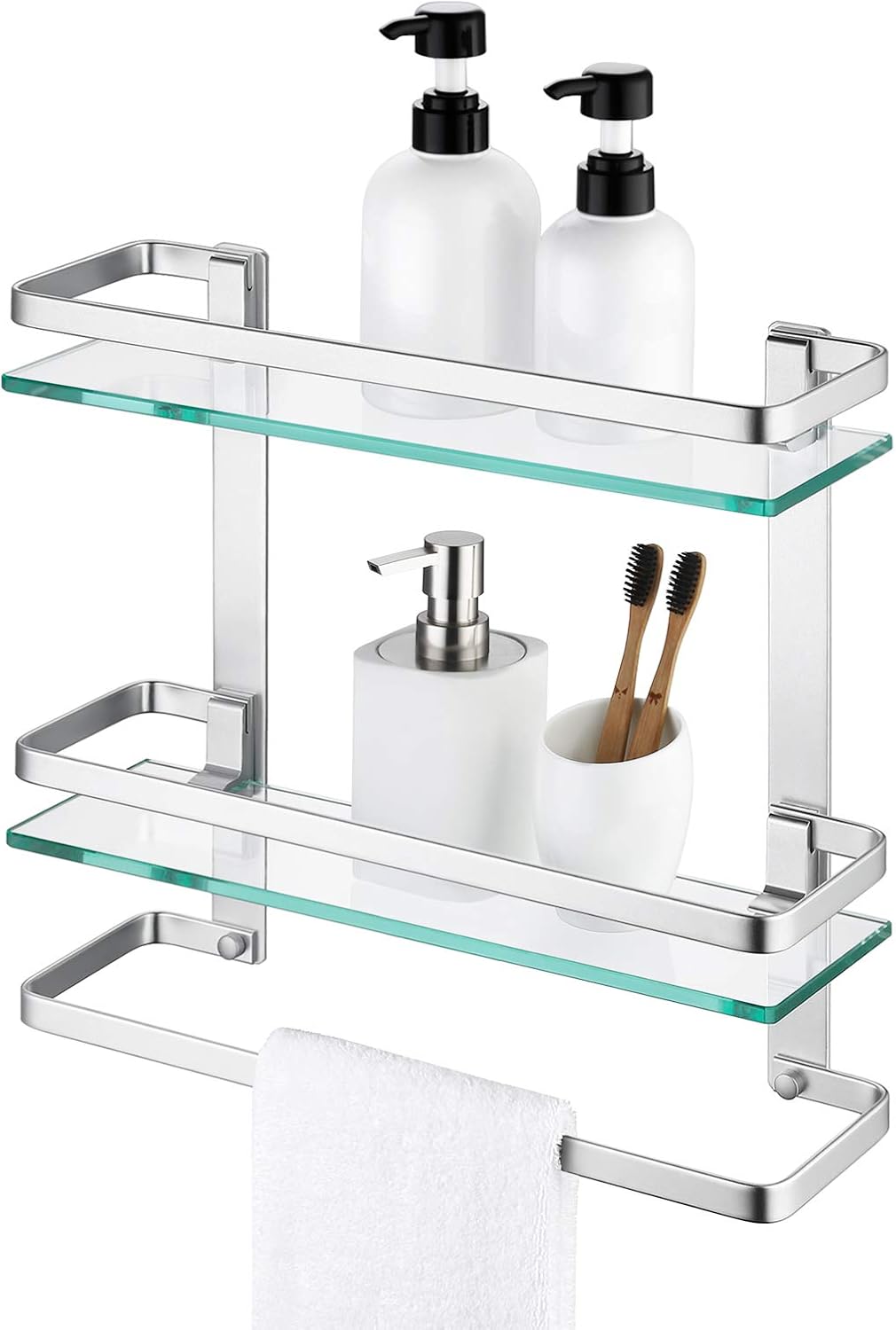 KES Duschablage Glas Duschregal Glasablage für Badezimmer Wandregal Glasregal Dusche Ablage Hängereg