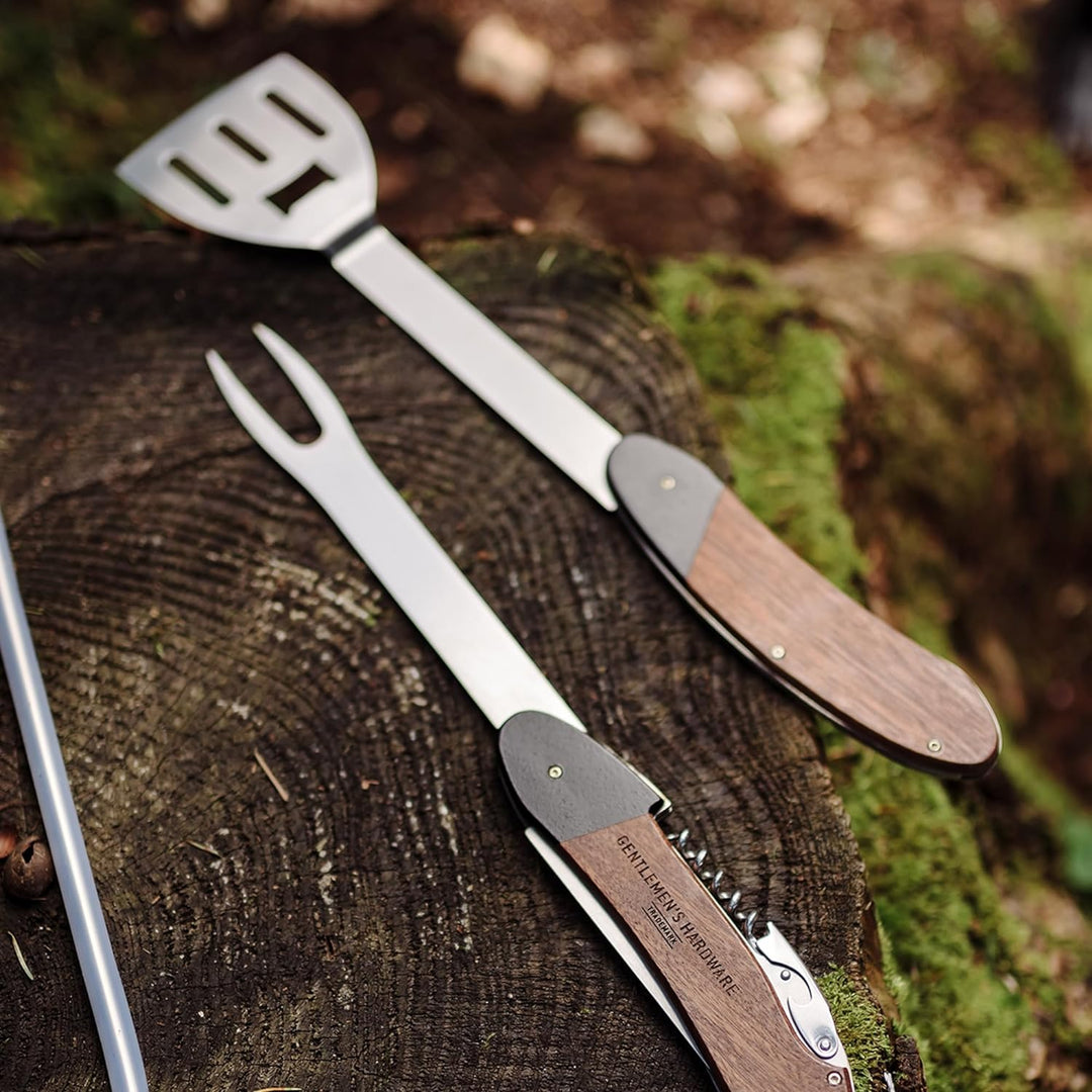 Gentlemen's Hardware GEN274 Tragbarer und Abnehmbarer Grill, 5-in-1-Multifunktionswerkzeug mit Holzg