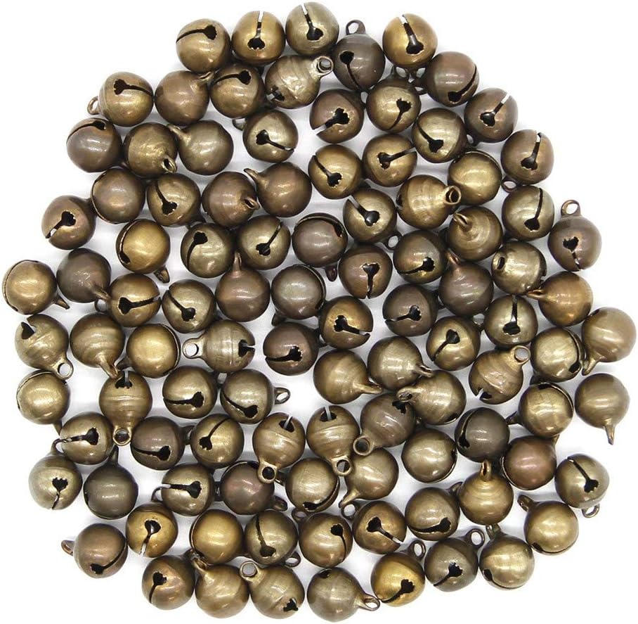 Suneast 50 Stück Antikes Bronze-Glöckchen Metallglocken zum Basteln mit Glöckchen für Weihnachten Fe