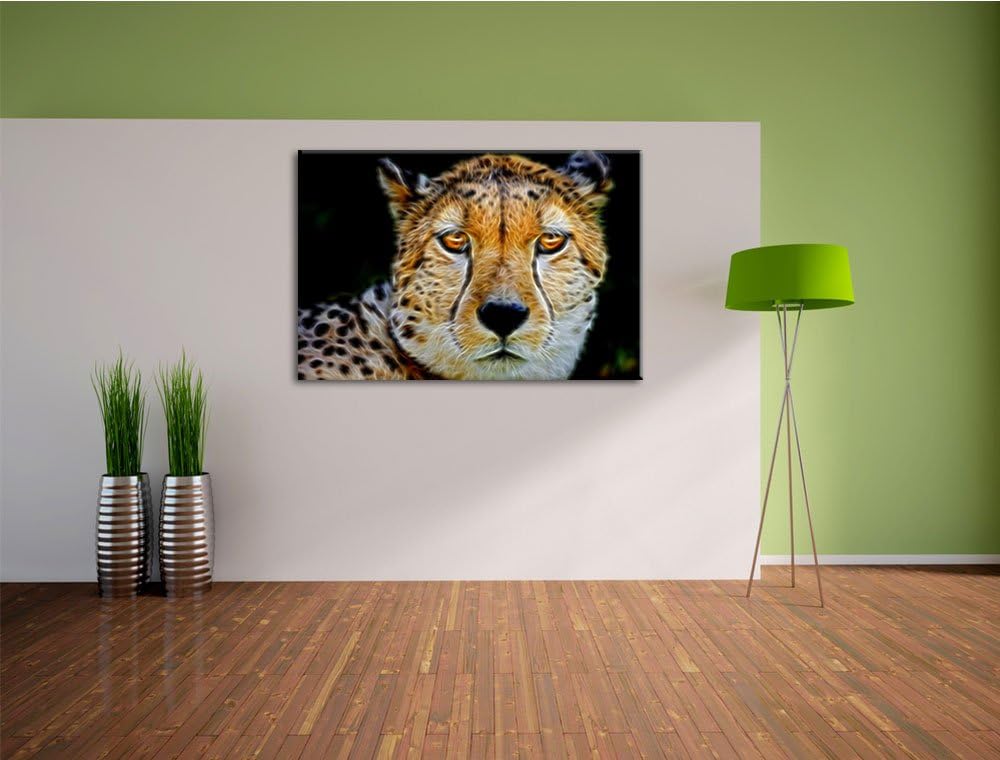 Dark ruhender Gepard Deluxe Format: 100x70 cm auf Leinwand, XXL riesige Bilder fertig gerahmt mit Ke