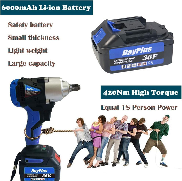 18V Akku-Schlagschrauber 1/2 Zoll Set mit 2 x Akku und EU Ladegerät, 420Nm, 4 Stecknüsse - 14/17/19/