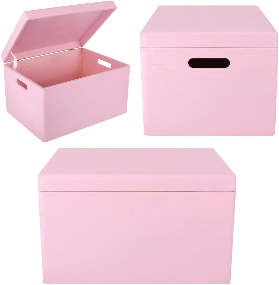 Creative Deco XXL Rosa Grosse Holzkiste mit Deckel | 40x30x24 cm (+/-1cm) | Ostern Holztruhe Erinner