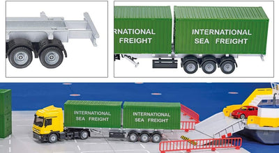 siku 3921, LKW mit Container, 1:50, Metall/Kunststoff, Gelb/Grün, Inkl. 2 Container, Variierbare Anh