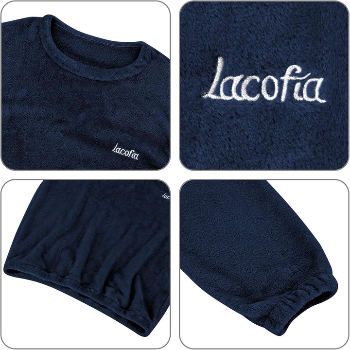 LACOFIA Kinder Jungen Mädchen Schlafanzüge Warme Polar Fleece Pyjama Set Kleinkind Winter Langarm Ha