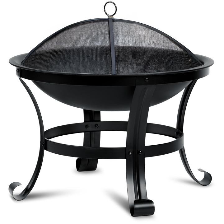 Berdsen Feuerschale 60 cm Feuerstelle Outdoor Feuerkorb Garten Rostfrei Stahl Pulverbeschichtet Schw