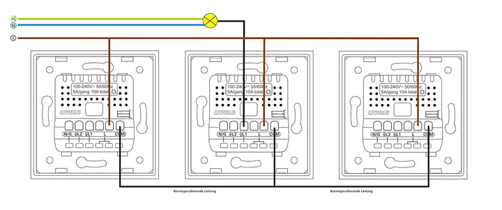 LIVOLO Lichtschalter und Wechselschalter/Kreuzschalter Wandschalter UP inkl. Glasrahmen in Schwarz
