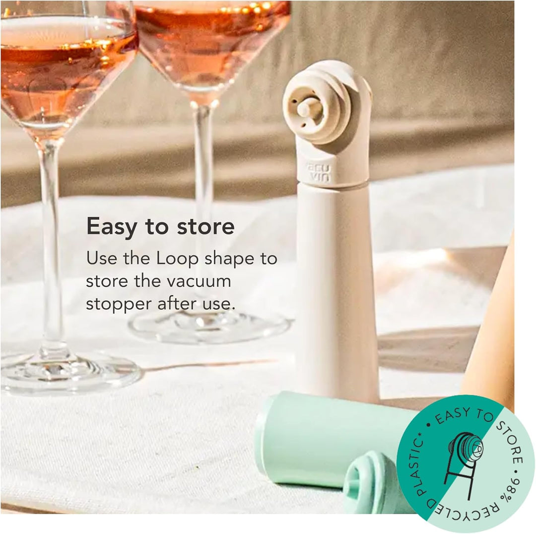 Vacu Vin Weinpumpe Loop - Vakuum Weinflaschenverschluss - 1 Pumpe 1 Stopper aus 98% Recyceltem Mater
