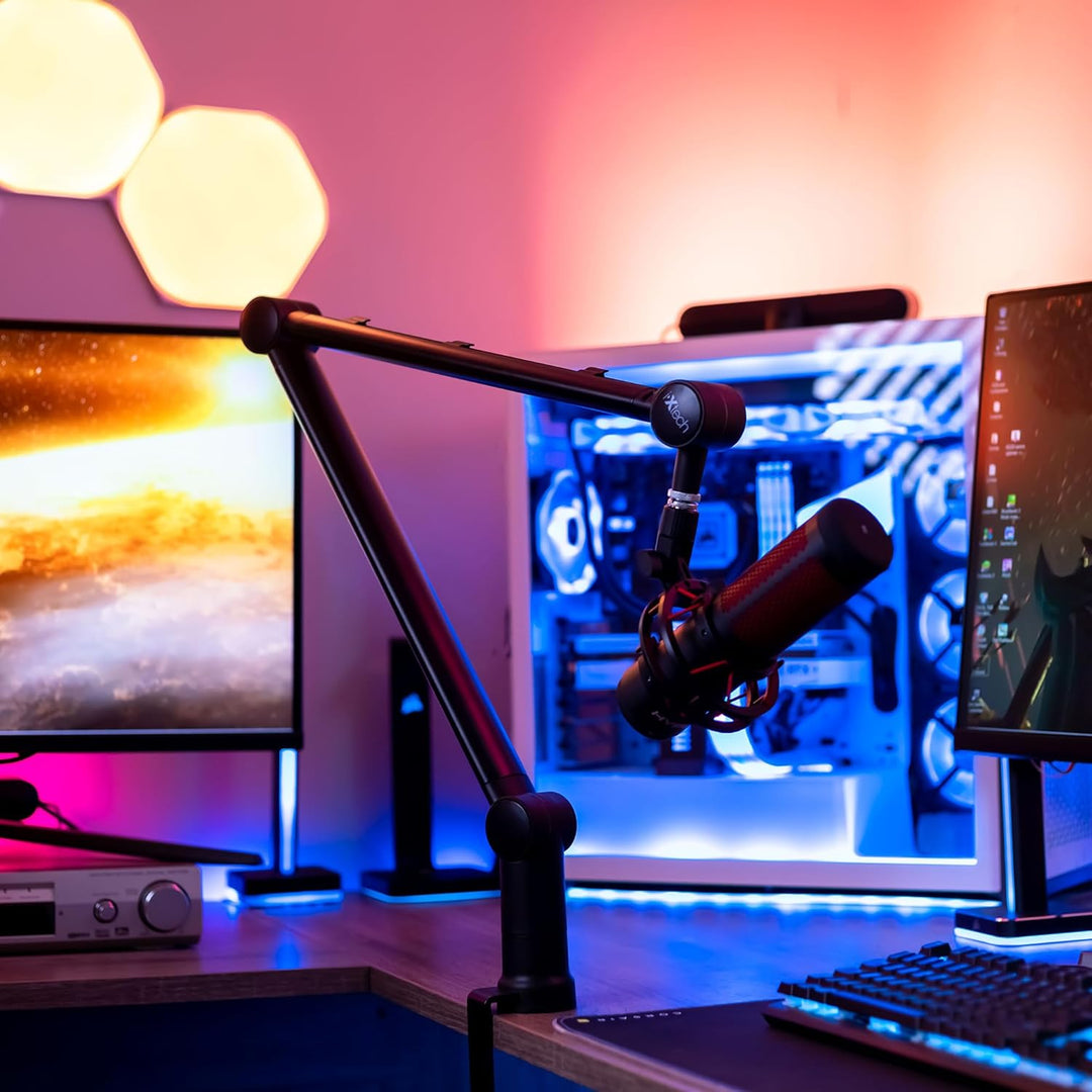 IXTECH Mikrofonarm – Verstellbarer 360° drehbarer Mikrofonständer Tisch – Stabiles Recording-Equipme