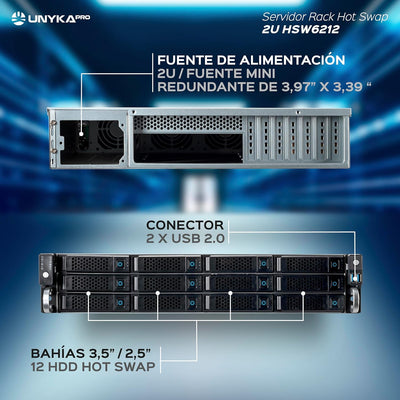 UNYKAch Chassis Rack Hot Swap 2U / 12 Bay