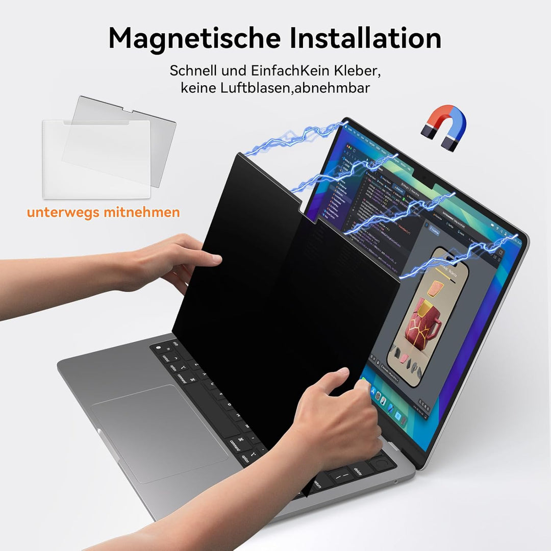 Mamol 360° Magnetischer Blickschutzfilter für MacBook Air 13.6 Zoll 2022-2026 (M2/M3/M4/M5 Chip), 4-