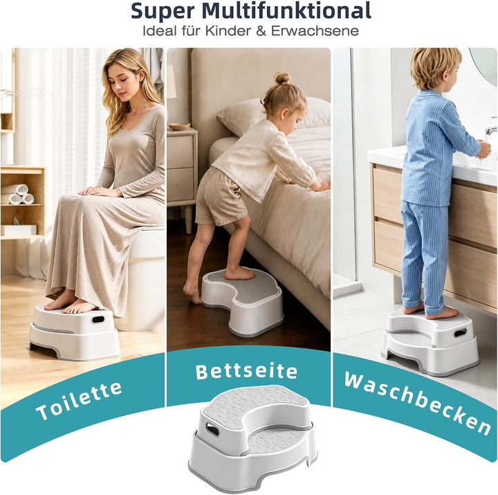 Toilettenhocker für Erwachsene, Tritthocker Kinder 2 Stufen
