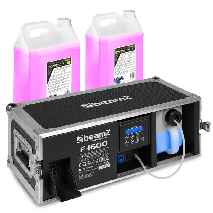BeamZ F1600 Pro Fazer Nebelmaschine 1600W im Flightcase mit 10 Liter Nebelfluid – Profi Hazer/Rauchm