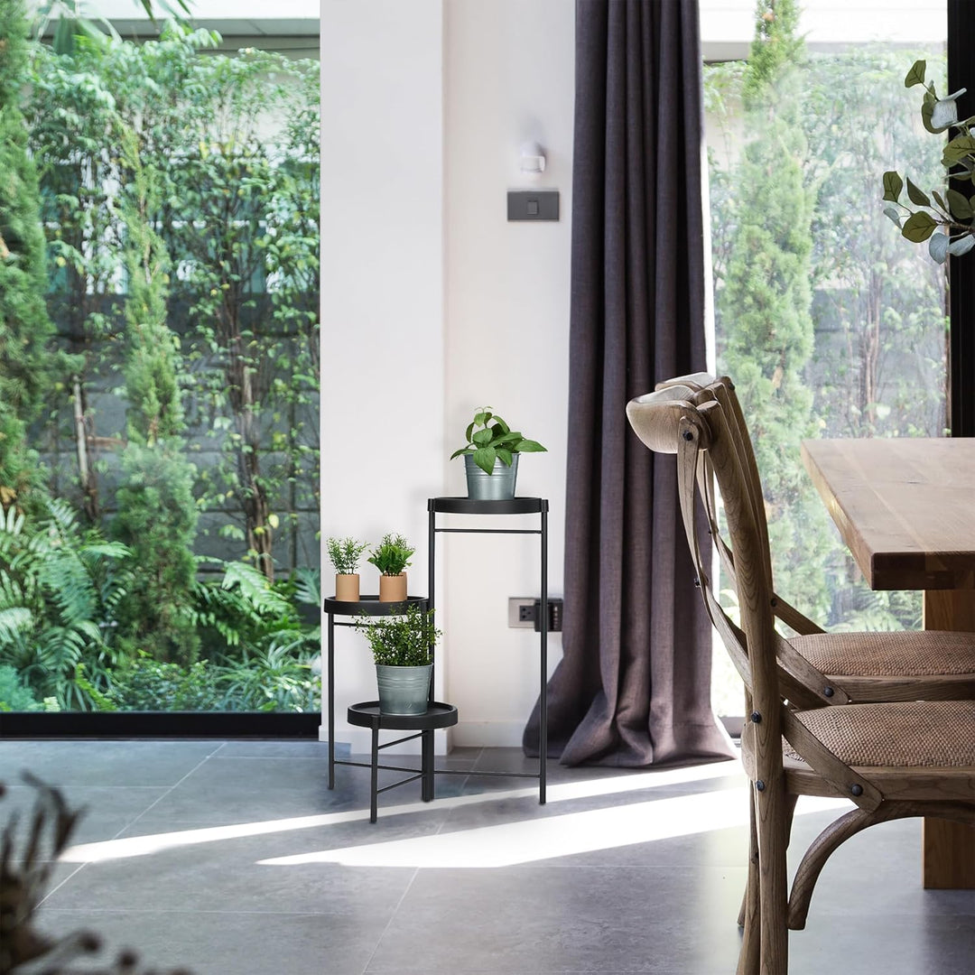 Relaxdays Blumenregal mit 3 runden Ablagen, für Blumen- & Pflanzentöpfe, Pflanzentreppe, HBT: 65 x 4