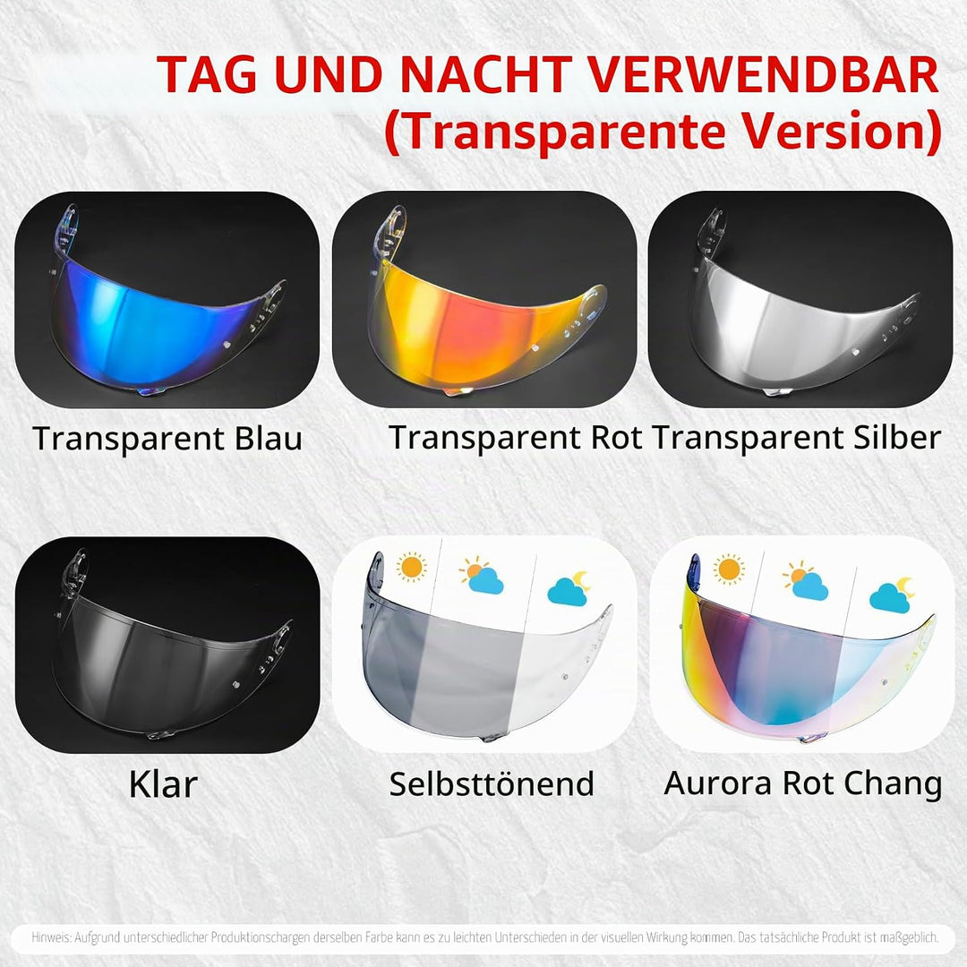 PSLER Helm Visier Verspiegelt für Shoei GT Air GT Air 2 TC-5 TC-9 Neotec CNS-1,Helmvisier Getöntes V