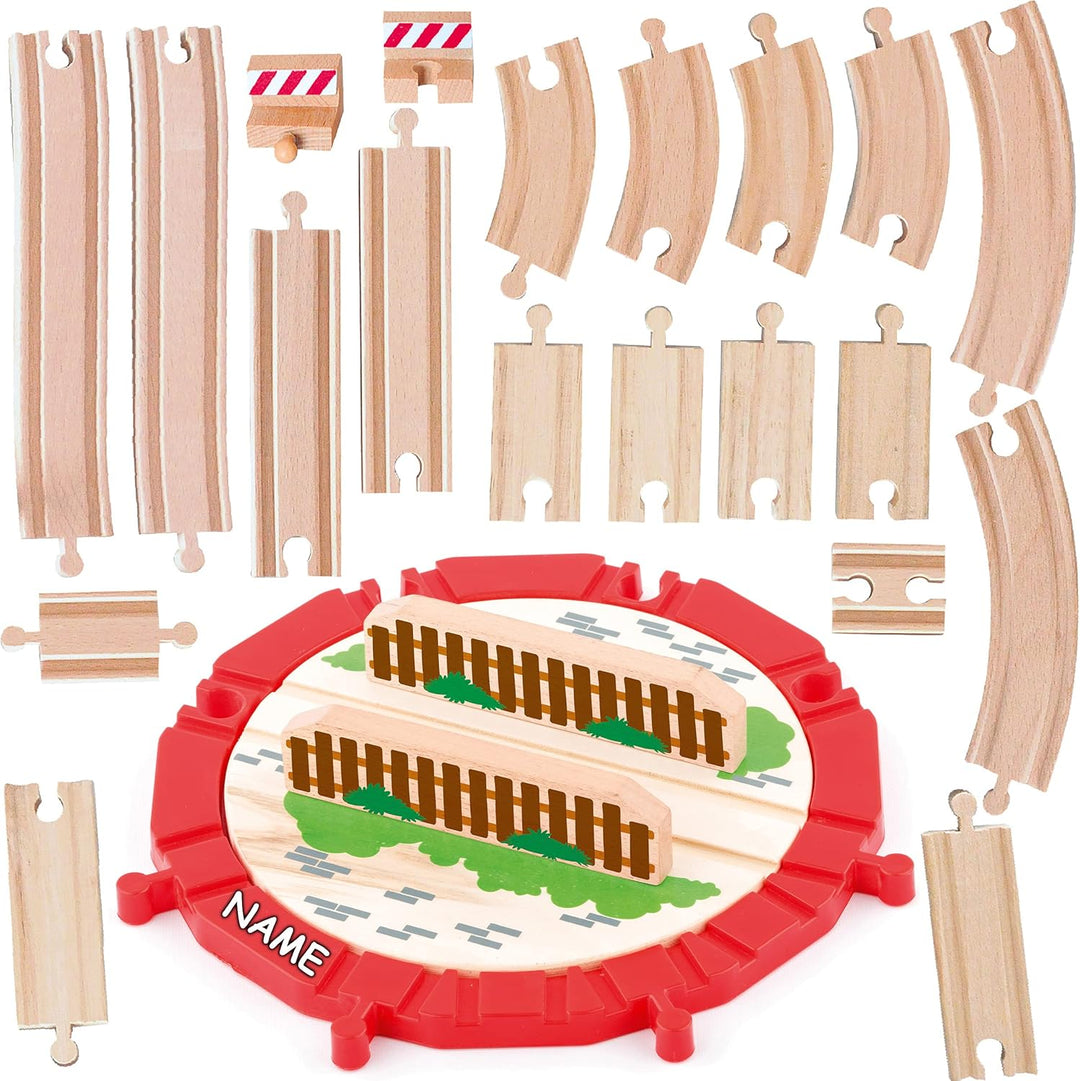 21 TLG. XL - Holz - Schienenset - für Eisenbahn/Holzeisenbahn - passend für alle Schienen-Systeme &