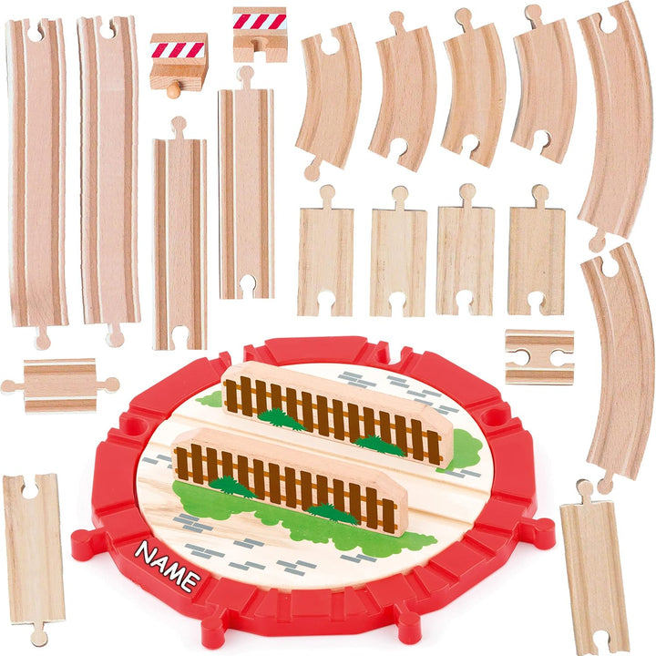 21 TLG. XL - Holz - Schienenset - für Eisenbahn/Holzeisenbahn - passend für alle Schienen-Systeme &