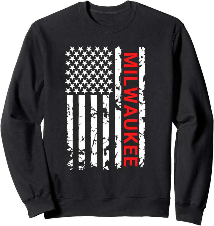Milwaukee USA Schwarz und Weiss Flagge Sweatshirt