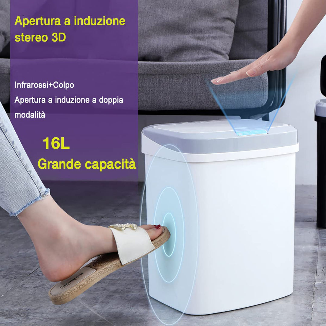 S.I.C Mülleimer mit Sensor,Automatischer Mülleimer,16L,mit Smart Öffnungs-Sensor und Geräuschloser V