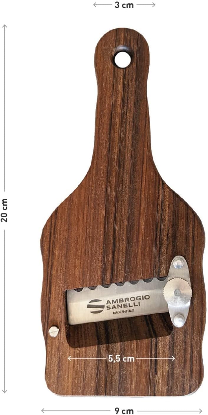 Sanelli Ambrogio 1731.000 Affettatartufi Ovangkol-aus Edelstahl mit Wellenschliff, Holz, Braun, 23.0