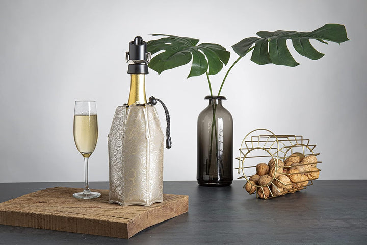 Vacu Vin Flexibler Champagnerkühler - Wiederverwendbar Platin & Gold - Champagnerkühler Manschette f