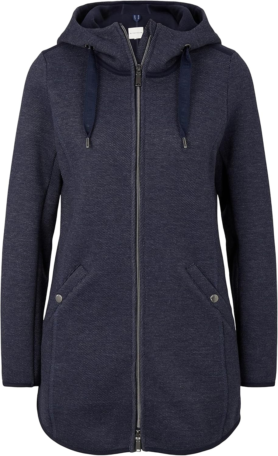 TOM TAILOR Damen Fleecejacke mit Kapuze L 30592 - Navy Twill Structure, L 30592 - Navy Twill Structu