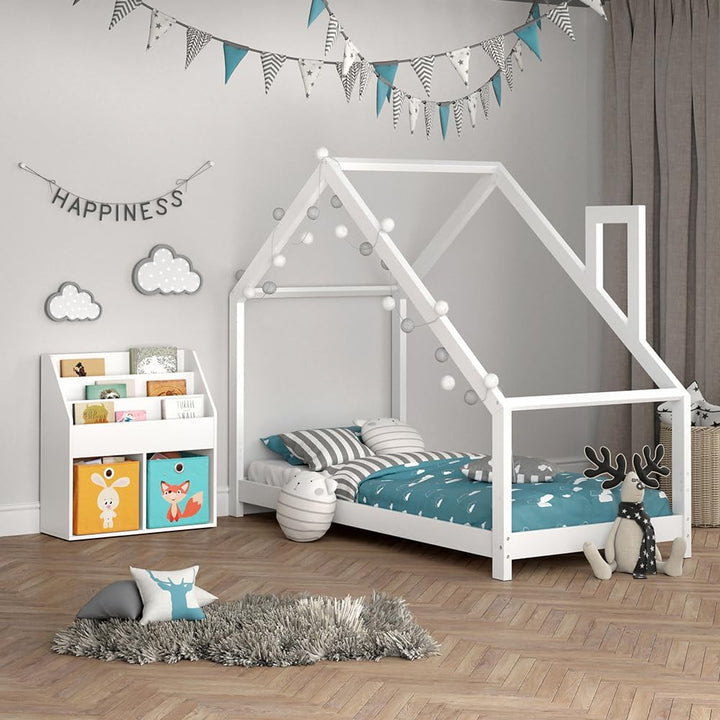 Vicco Kinderregal Luigi, Weiss, 72 x 79 cm mit 2 Faltboxen Opt.1 Weiss 72x79 mit Faltboxen Fuchs/Has