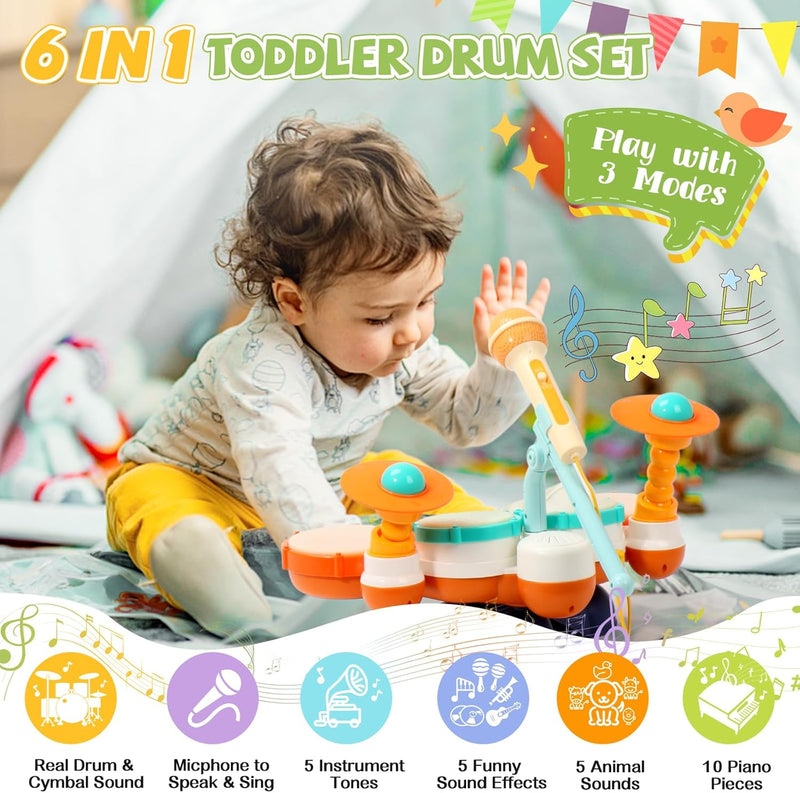 Schlagzeug Kinder Baby Spielzeug- Trommel Kinder Musikinstrumente für Kinder ab 1 Jahr Babyspielzeug