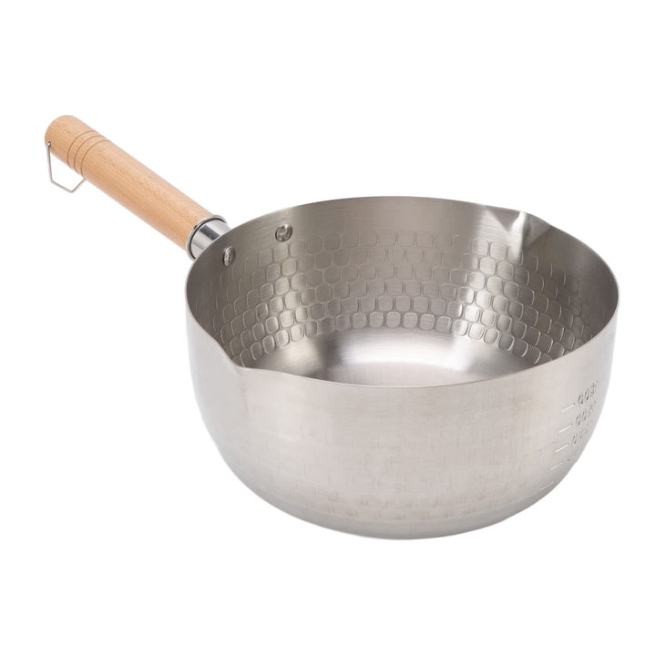 20 cm Kochtopf Milchtopf aus Edelstahl, Antihaftbeschichtet, Japanischer Stil mit Holzgriff, zum Koc