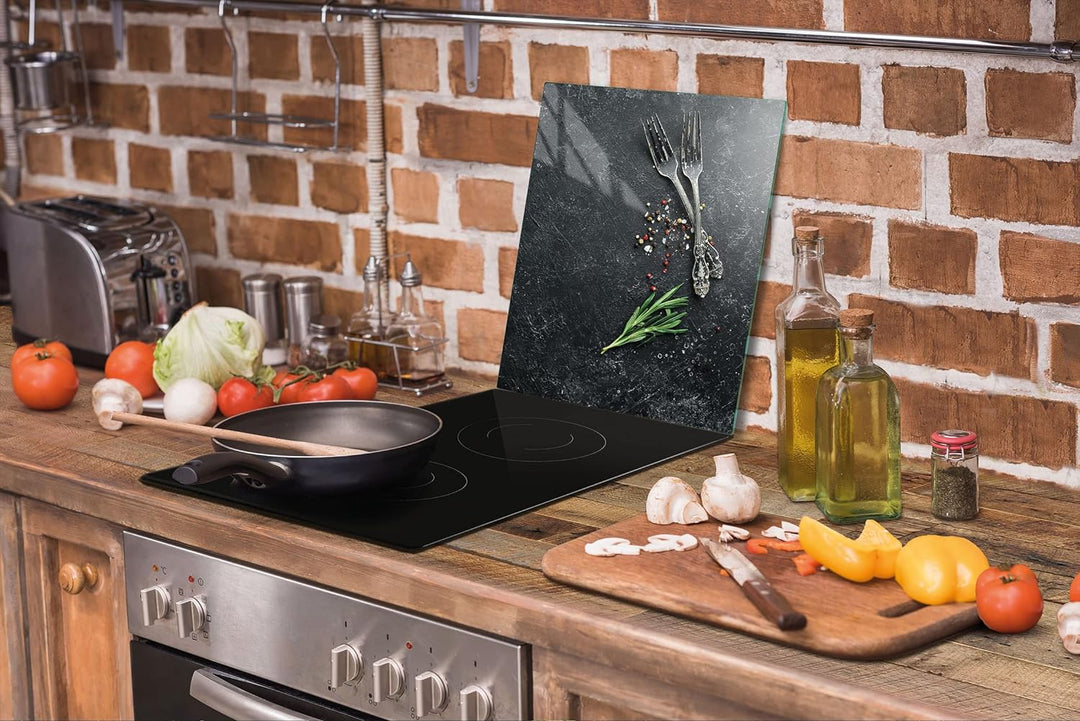 DarHaus Herdabdeckplatte einteilig 45x52 cm Ceranfeld Abdeckung Glas Spritzschutz Abdeckplatte Glasp